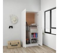 Cinyiqo Garde-Robe Blanc 82,5x51,5x180 cm Aggloméré,Armoire Chambre,Armoire De Rangement,Dressing Chambre