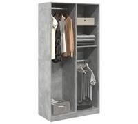 Cinyiqo Garde-Robe Gris béton 100x50x200 cm Aggloméré,Armoire Chambre,Armoire De Rangement,Dressing Chambre
