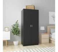 Cinyiqo Garde-Robe Noir 80x52x180 cm Aggloméré,Armoire Chambre,Armoire De Rangement,Dressing Chambre