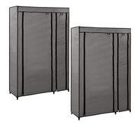 Cinyiqo Garde-Robes Pliables 2 pcs Gris 110x45x175 cm Tissu,Armoire Chambre,Armoire De Rangement,Dressing Chambre