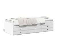 Cinyiqo Lit de Jour avec tiroirs Blanc 90x190 cm Bois d'ingénierie,Lit Gigogne 2 Places,Lit Pliable