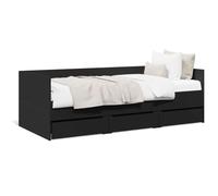 Cinyiqo Lit de Jour avec tiroirs Noir 90x190 cm Bois d'ingénierie,Lit Gigogne 2 Places,Lit Pliable