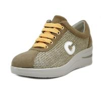 Cinzia Soft Baskets pour femme en cuir et tissu beige, semelle amovible, compensée moyenne, 25050, beige, 39 EU