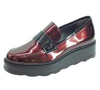 Cinzia Soft IAB743140 Mocassins compensés en peinture nacrée noire et bordure, Vern Perl Bordò, 35 EU