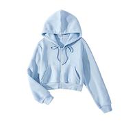Cioatin Sweat à capuche court en polaire à fermeture éclair pour femme Y2K Automne Tendance Manches longues athlétique Entraînement Veste Pull, bleu ciel, Medium