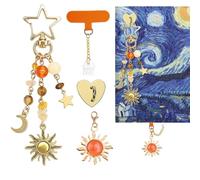 cioatu Y2K Ensemble de chaînes à breloques soleil et lune pour liseuse électronique, bracelet coloré à perles avec prise de type C, esthétique pour Kindle téléphone, sac à main, liseuse, One Size