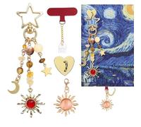 cioatu Y2K Ensemble de chaînes à breloques soleil et lune pour liseuse électronique, bracelet coloré à perles avec prise de type C, esthétique pour Kindle téléphone, sac à main, liseuse, One Size