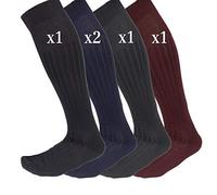 Ciocca Chaussettes longues pour homme en laine à large côte, fabriquées en Italie - résistantes - 5 paires - deux tailles, Assortiment français - 5 paires, 40-45