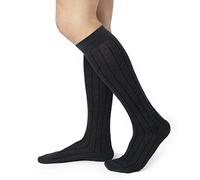 Ciocca Chaussettes longues pour hommes côtes larges, coton torsadé résistant chaud - 6 paires - Deux tailles, Anthracite - 6 paires, 43-46