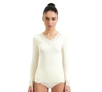 Ciocca - Chemise Femme en Cachemire à Manches Longues en Dentelle - Sous-vêtements Élégants et Chauds, X-Large