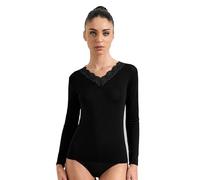 Ciocca Pura Maillot Femme Manches Longues Cachemire Dentelle sous-vêtement élégant Thermique Chaud [P0716C_NRO_M_1]