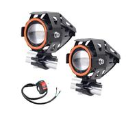 CIOKFCKIOG 2 pièces angel eye phares moto LED projecteur antibrouillard feux de croisement lentille scooter route supplémentaires phare moto LED(2pcs Red)