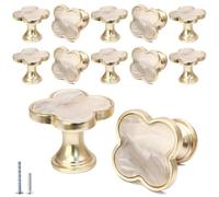 Cionyce Clover Lot de 12 boutons de placard en alliage de zinc à trou unique - Poignées de tiroir en forme de trèfle à quatre feuilles pour commode, armoire, coiffeuse (gris)