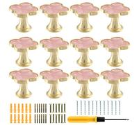 Cionyce Clover - Lot de 12 boutons de placard en alliage de zinc à trou unique, poignées de tiroir en forme de trèfle à quatre feuilles pour commode, armoire, coiffeuse (rose)