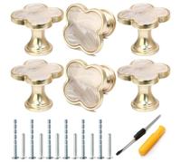 Cionyce Clover Lot de 6 boutons de placard en alliage de zinc à trou unique, poignées de tiroir en forme de trèfle à quatre feuilles pour commode, armoire, coiffeuse (gris)
