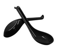 Cionyce Lot de 2 cuillères à soupe asiatiques, cuillères à soupe chinoises japonaises pour miso, ramen, wonton, raviolis, riz, nouilles, soba, cuillères à soupe en mélamine noire