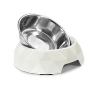 Record - Gamelle pour Chien Diamond Amovible en Acier Inoxydable et Mélamine. Bol doté de Pads en Gomme antidérapante. Passe au Lave-Vaisselle. Medium - Ø 18 cm, capacité 350 ML, Noir