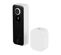 Ciounmb Sonnette de porte intelligente avec carillon 3 MP HD Wi-Fi pour porte de maison, sans fil, étanche IP65, grand angle de vision nocturne, 2 voies audio (blanc)