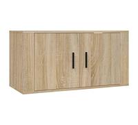 CIOURSTO Armoire Murale TV, Matériau en Bois, Buffet TV Suspendu avec Portes D'armoire et Cloison pour Lecteur Multimédia ou Magazine, Meubles de Salon (80 x 34,5 x 40 cm)