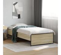 CIOURSTO Base de Cadre de Lit Simple, Cadre de Lit en Bois D'Ingénierie et en Métal, avec Lattes en Contreplaqué, Meubles de Chambre à Coucher pour Maison Moderne (90 x 200 cm)