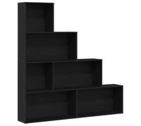 CIOURSTO Bibliothèque à 4 Niveaux avec Marches D'escalier, Bibliothèque Modulaire Ouverte avec étagères Décalées, étagère de Présentation Moderne et Minimaliste en Bois D'ingénier (Chêne Noir)