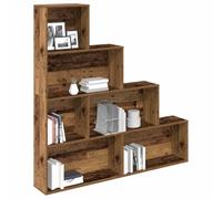 CIOURSTO Bibliothèque à 4 Niveaux avec Marches D'escalier, Bibliothèque Modulaire Ouverte avec étagères Décalées, étagère de Présentation Moderne et Minimaliste en Bois D'ingénier (Vieux Bois)