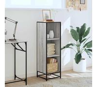 CIOURSTO Bibliothèque en Bois Massif de Chêne fumé - Un Matériau Métallique Peut être placé sur des Livres et des Objets. Armoire de Rangement Autoportante Moderne, (33,5 x 33 x 107,5 cm)