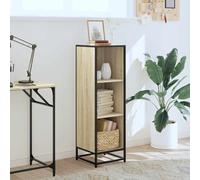 CIOURSTO Bibliothèque en Bois Massif de Chêne fumé - Un Matériau Métallique Peut être placé sur des Livres et des Objets. Armoire de Rangement Autoportante Moderne, (33,5 x 33 x 107,5 cm)