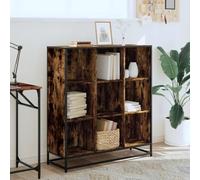 CIOURSTO Bibliothèque en Bois Massif de Chêne fumé - Un Matériau Métallique Peut être placé sur des Livres et des Objets. Armoire de Rangement Autoportante Moderne, (97,5 x 33 x 107,5 cm)