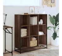 CIOURSTO Bibliothèque en Bois Massif de Chêne fumé - Un Matériau Métallique Peut être placé sur des Livres et des Objets. Armoire de Rangement Autoportante Moderne, (97,5 x 33 x 107,5 cm)