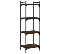 CIOURSTO Bibliothèque Industrielle, étagère de Rangement Ouverte Rustique en Bois et Métal, Bibliothèque Multi-étagères pour Salon, Bureau à Domicile et Cuisine (Chêne Brun #40)