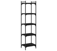 CIOURSTO Bibliothèque Industrielle, étagère de Rangement Ouverte Rustique en Bois et Métal, Bibliothèque Multi-étagères pour Salon, Bureau à Domicile et Cuisine (Noir #20)