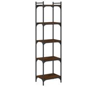 CIOURSTO Bibliothèque Industrielle, étagère de Rangement Ouverte Rustique en Bois et Métal, Bibliothèque Multi-étagères pour Salon, Bureau à Domicile et Cuisine (Chêne Brun #51)