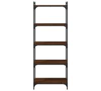 CIOURSTO Bibliothèque Industrielle, étagère de Rangement Ouverte Rustique en Bois et Métal, Bibliothèque Multi-étagères pour Salon, Bureau à Domicile et Cuisine (Chêne Brun #19)
