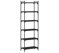 CIOURSTO Bibliothèque Industrielle, étagère de Rangement Ouverte Rustique en Bois et Métal, Bibliothèque Multi-étagères pour Salon, Bureau à Domicile et Cuisine (Noir #42)
