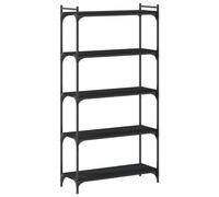 CIOURSTO Bibliothèque Industrielle, étagère de Rangement Ouverte Rustique en Bois et Métal, Bibliothèque Multi-étagères pour Salon, Bureau à Domicile et Cuisine (Noir #22)