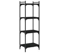 CIOURSTO Bibliothèque Industrielle, étagère de Rangement Ouverte Rustique en Bois et Métal, Bibliothèque Multi-étagères pour Salon, Bureau à Domicile et Cuisine (Noir #24)