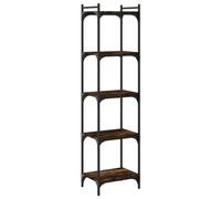 CIOURSTO Bibliothèque Industrielle, étagère de Rangement Ouverte Rustique en Bois et Métal, Bibliothèque Multi-étagères pour Salon, Bureau à Domicile et Cuisine (Chêne fumé #45)