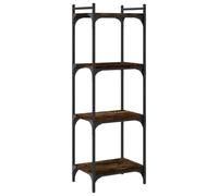 CIOURSTO Bibliothèque Industrielle, étagère de Rangement Ouverte Rustique en Bois et Métal, Bibliothèque Multi-étagères pour Salon, Bureau à Domicile et Cuisine (Chêne fumé #38)