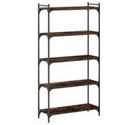 CIOURSTO Bibliothèque Industrielle, étagère de Rangement Ouverte Rustique en Bois et Métal, Bibliothèque Multi-étagères pour Salon, Bureau à Domicile et Cuisine (Chêne fumé #46)