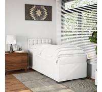 CIOURSTO Boîte de Printemps - Pocket Spring Matelas, Divan de Garniture, Cadre de Lit à Lainement en Métal en Faux Cuir, avec Tête de Lit et Matelas en Haut (100 x 200 cm)
