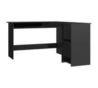 CIOURSTO Bureau d'angle en Forme de L, Design Minimaliste Moderne avec Plateau pour Clavier Extractible et 2 étagères Ouvertes, Peu Encombrant pour Le Bureau à Domicile, la Chambre et Les (Noir