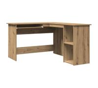 CIOURSTO Bureau d'angle en Forme de L, Design Minimaliste Moderne avec Plateau pour Clavier Extractible et 2 étagères Ouvertes, Peu Encombrant pour Le Bureau à Domicile, la Chambre et Les (Chênes