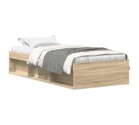 CIOURSTO Cadre de Lit de Rangement en Pin Massif, Cadre de Lit en Bois avec 6 Compartiments de Chaque côté, Support de Bande en contreplaqué, Robuste et Durable (100 x 200 cm)