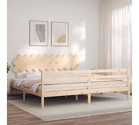 CIOURSTO Cadre de Lit, Plateforme avec Tête de Lit, Sommier à Sommier, Petit Bois Massif Simple, Base pour Chambre à Coucher, Dortoir (200 x 200 cm)