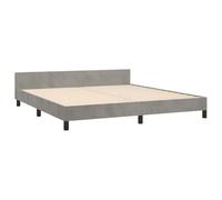 CIOURSTO Cadre de Lit, Structures en Bois et Tissus Velours, Lit en Bois avec Tête de Bed et Sommier à Lattes, Hauteur Pied D'appui 9,5 cm (160 x 200 cm)