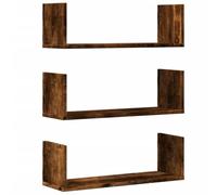 CIOURSTO Ensemble de 3 étagères Murales Flottantes en Bois, étagères Murales en Forme de U avec Rangement Ouvert, étagèree Décorative Moderne pour Salon, Chambre et Salle de Bain (58x18x18 cm)