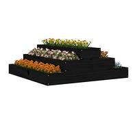 CIOURSTO Jardinière en Bois de Pin Massif - Jardinière Extérieure Carrée, Pot de Fleurs Décoratif pour Jardin et Balcon, Style Marche D'escalier, Facile à Assembler (80 x 80 x 27 cm)