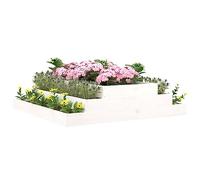 CIOURSTO Jardinière en Bois de Pin Massif - Jardinière Extérieure Carrée, Pot de Fleurs Décoratif pour Jardin et Balcon, Style Marche D'escalier, Facile à Assembler (110 x 110 x 27 cm)