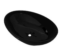 CIOURSTO Lavabo de Salle de Bain de Forme Ovale, Matériau en Céramique de Style Luxueux, lavabo Salle Bain ou Douche, 40 X 33 X 13,5 cm (Noire)